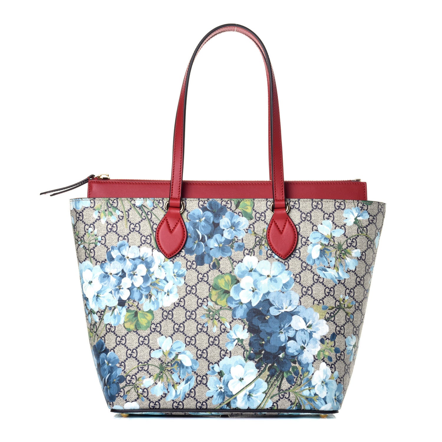 Gucci GG Supreme Monogram Blooms Medium Bucket Tote Blue 1 of 9
