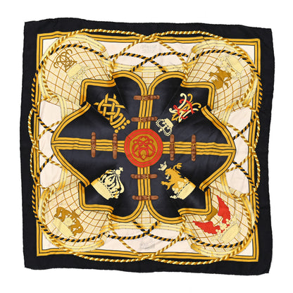 Hermes Silk Grande Tenue Scarf Wash 90 Black Cream Gold 1 of 6