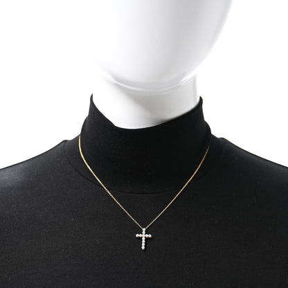 Tiffany 18K Yellow Gold Diamond Small Cross Pendant Necklace 2 of 5