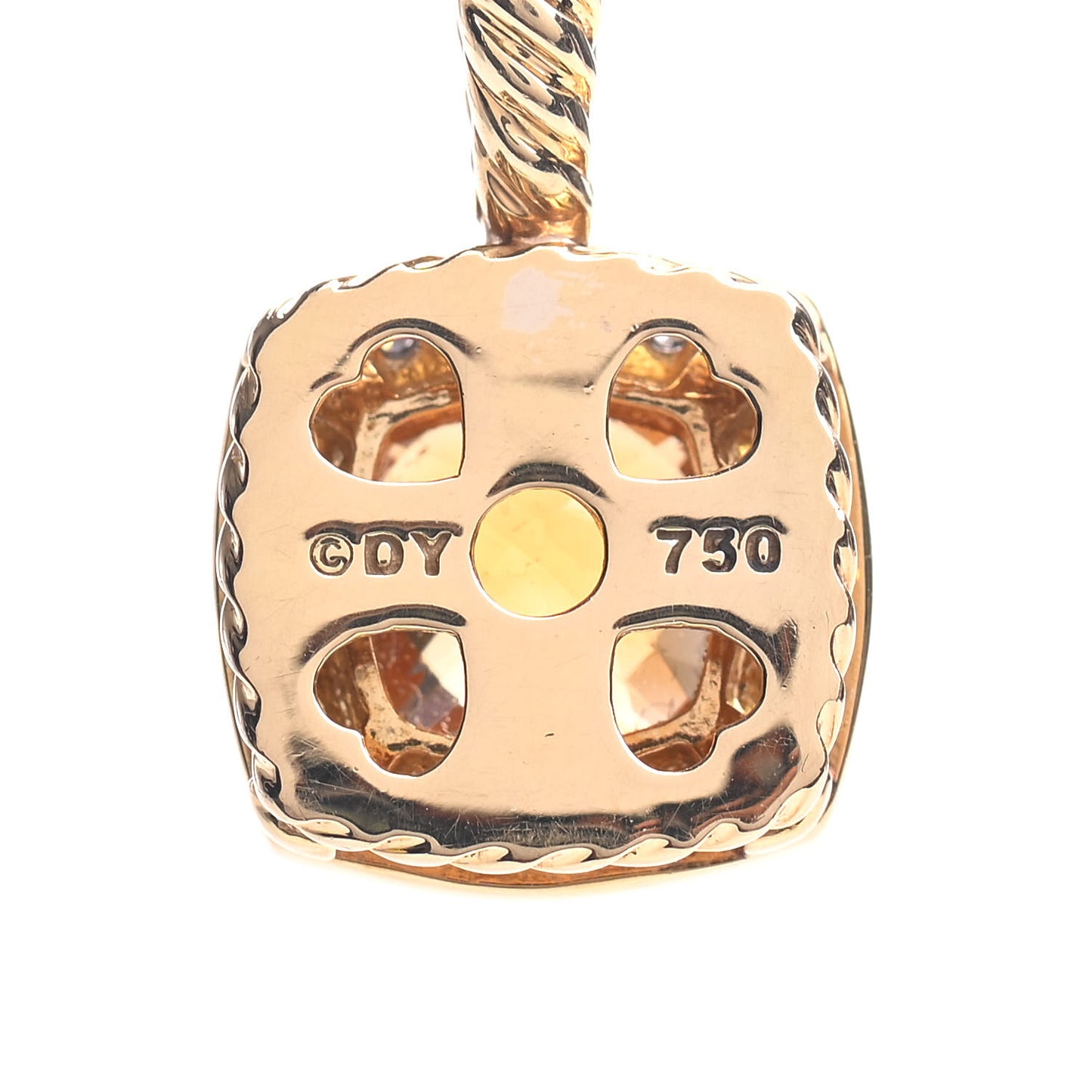 18K Yellow Gold Diamond Citrine 7mm Petite Albion Pendant Necklace
