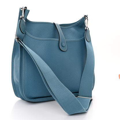 Hermes Taurillon Clemence Evelyne III GM Blue Jean 3 of 11