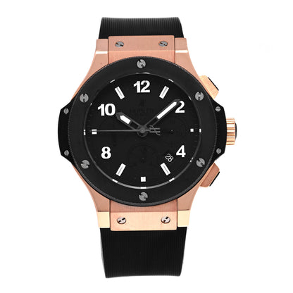 Hublot 18K Rose Gold Titanium Rubber 44mm Big Bang Evolution Automatic Watch Black 301.PX.1180.RX 1 of 5