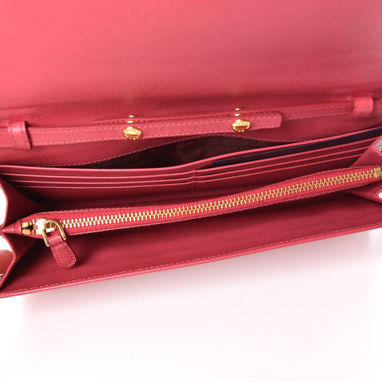 Prada Saffiano Metal Oro Chain Wallet Peonia 7 of 12