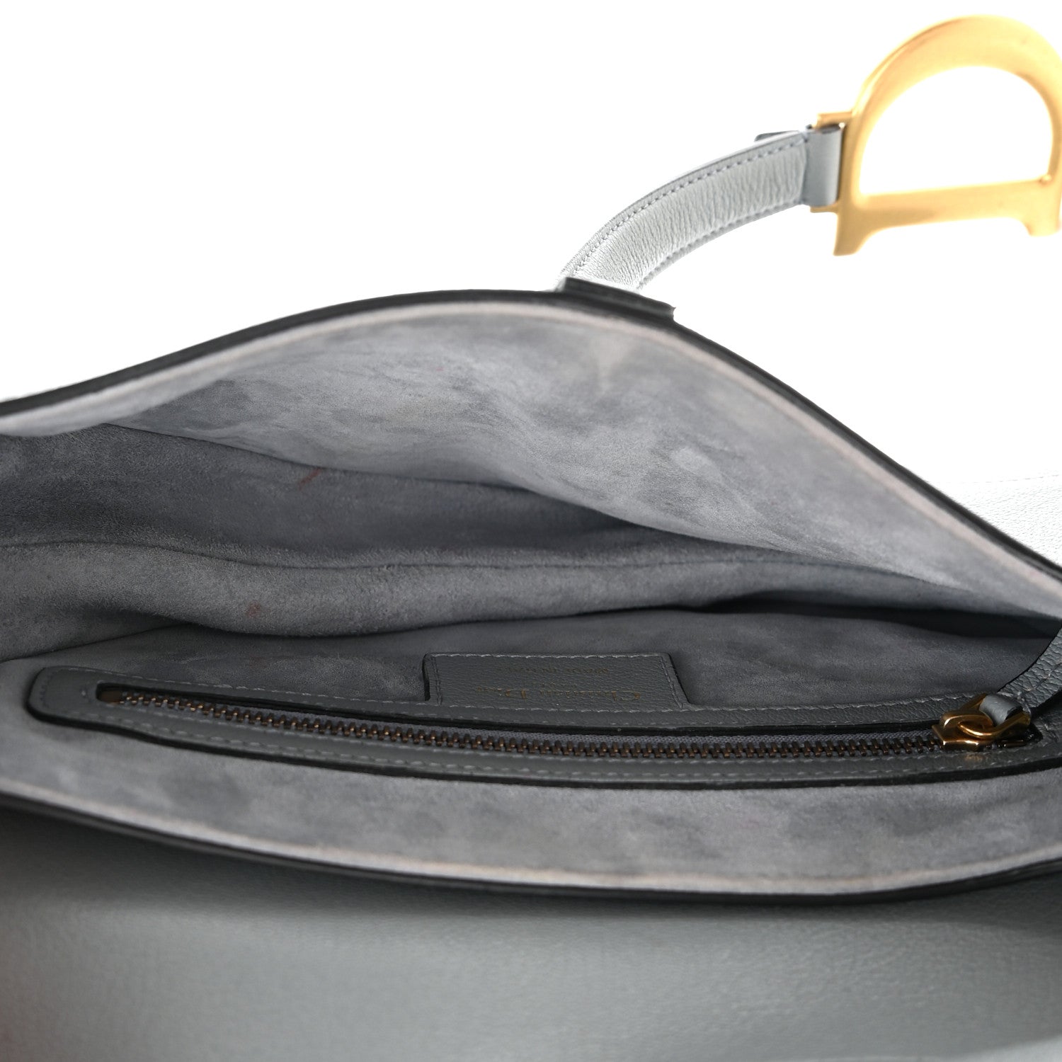 Christian Dior Grained Calfskin Saddle Bag Grey Stone 5 of 12