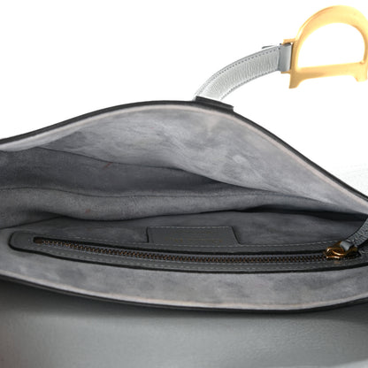 Christian Dior Grained Calfskin Saddle Bag Grey Stone 5 of 12