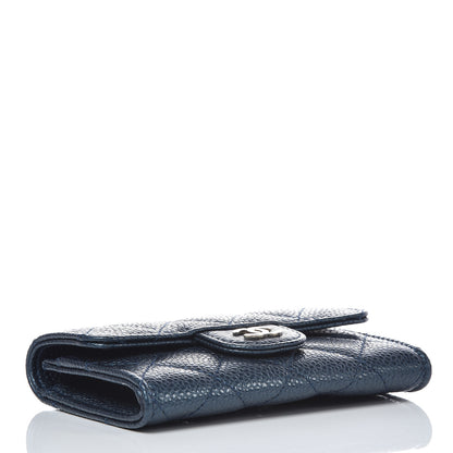 Chanel Iridescent Caviar Quilted Flap Card Holder Dark Blue 4 of 13
