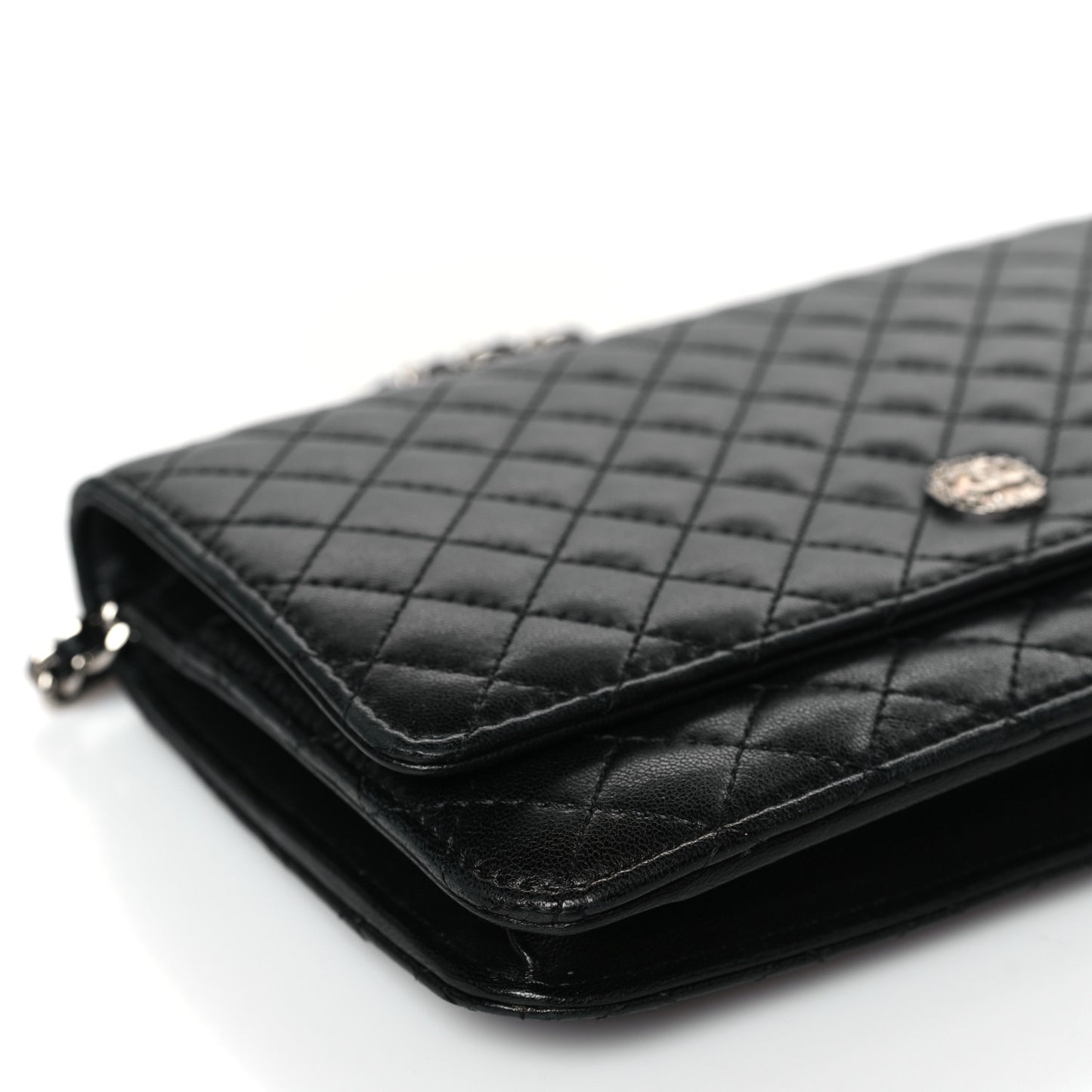 Lambskin Micro Quilted Wallet On Chain WOC Black