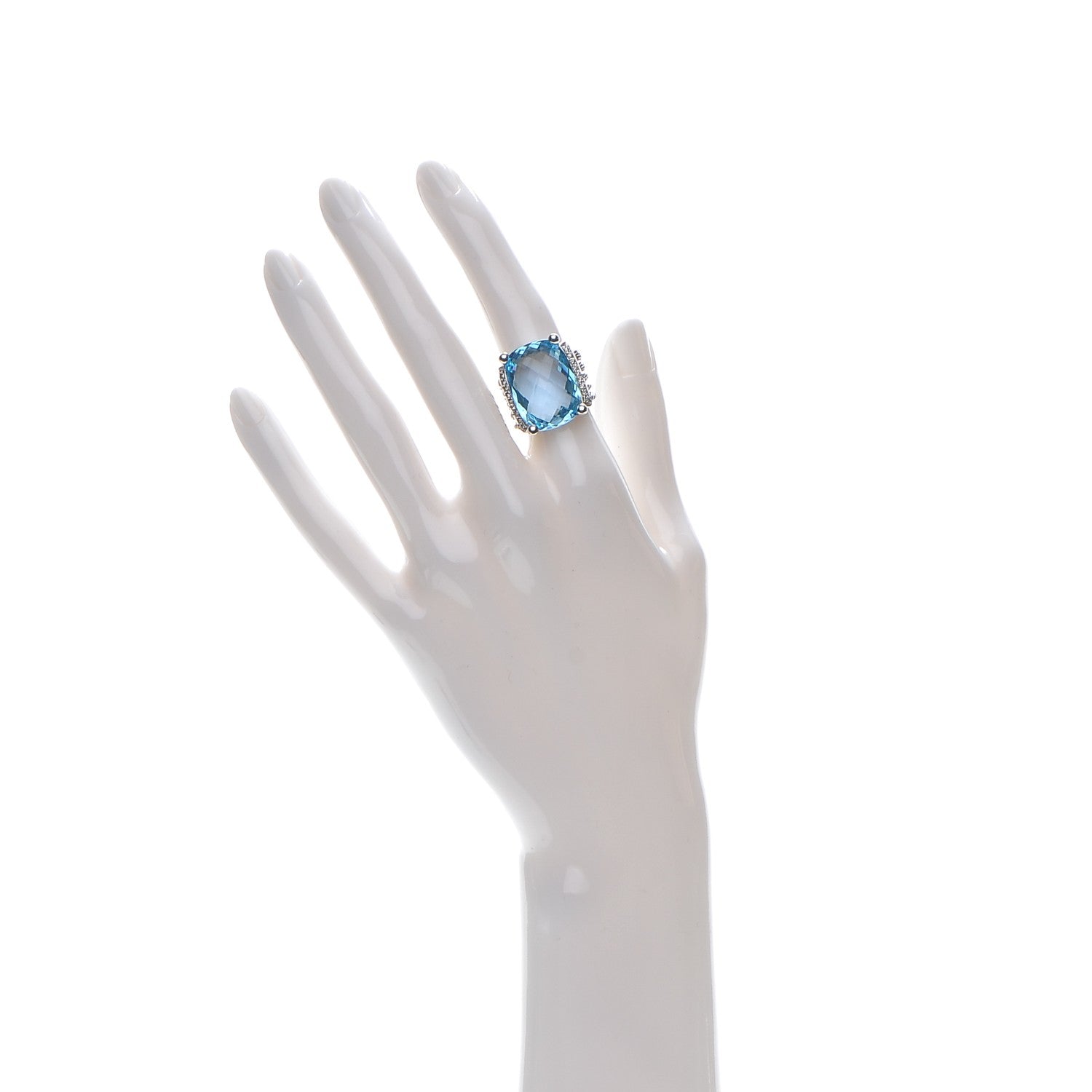 David Yurman Sterling Silver Diamond Blue Topaz 20mm Wheaton Ring 49 4.75 2 of 4