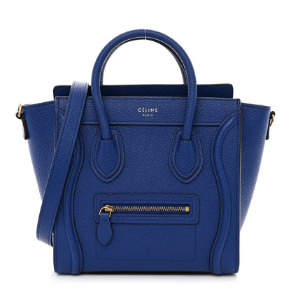 Celine Drummed Calfskin Nano Luggage Indigo 1 of 10