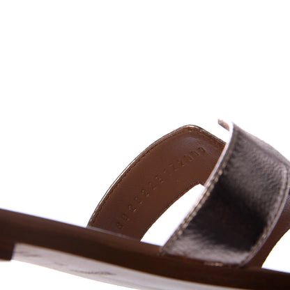 Hermes Metallic Nappa Oran Sandals 37 Rose Dore 9 of 10