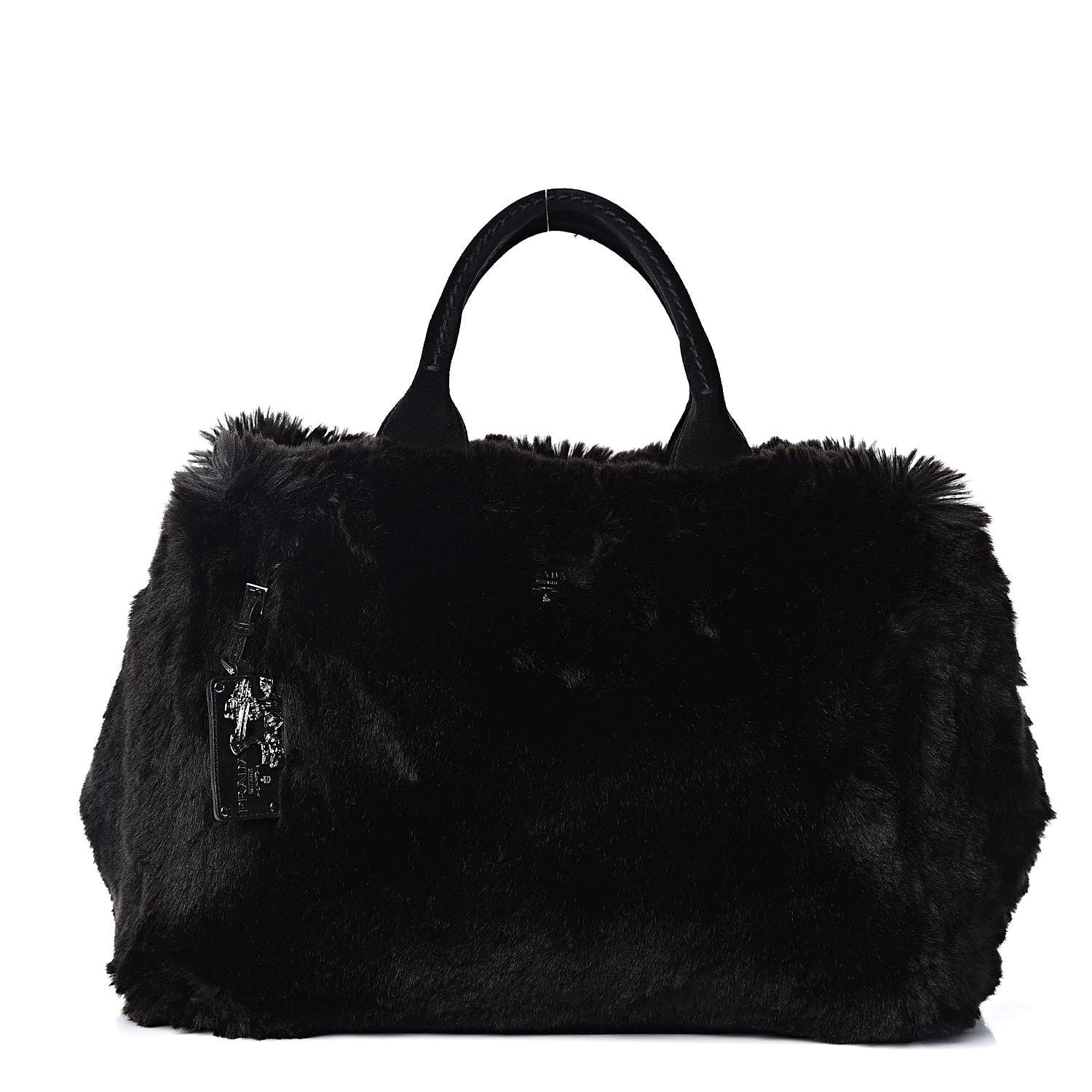 Prada Eco Lapin Faux Fur Handbag Black 1 of 9