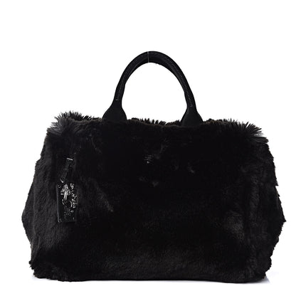 Prada Eco Lapin Faux Fur Handbag Black 1 of 9