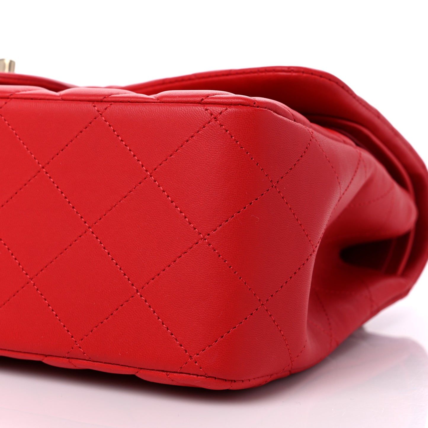 Lambskin Quilted Jumbo Double Flap Red