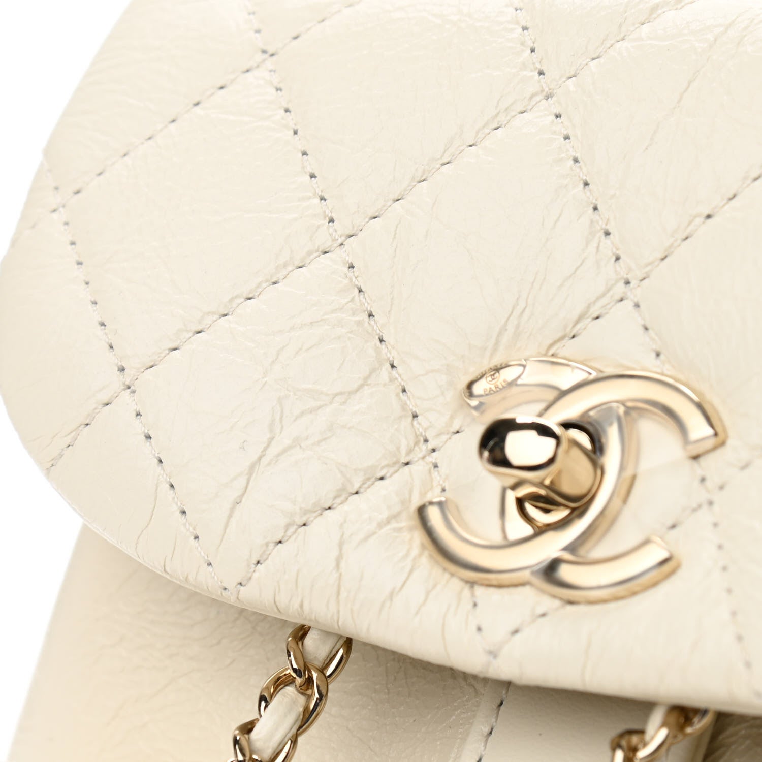 Chanel Glazed Aged Calfskin Quilted Small Duma Drawstring Backpack White 11 of 12