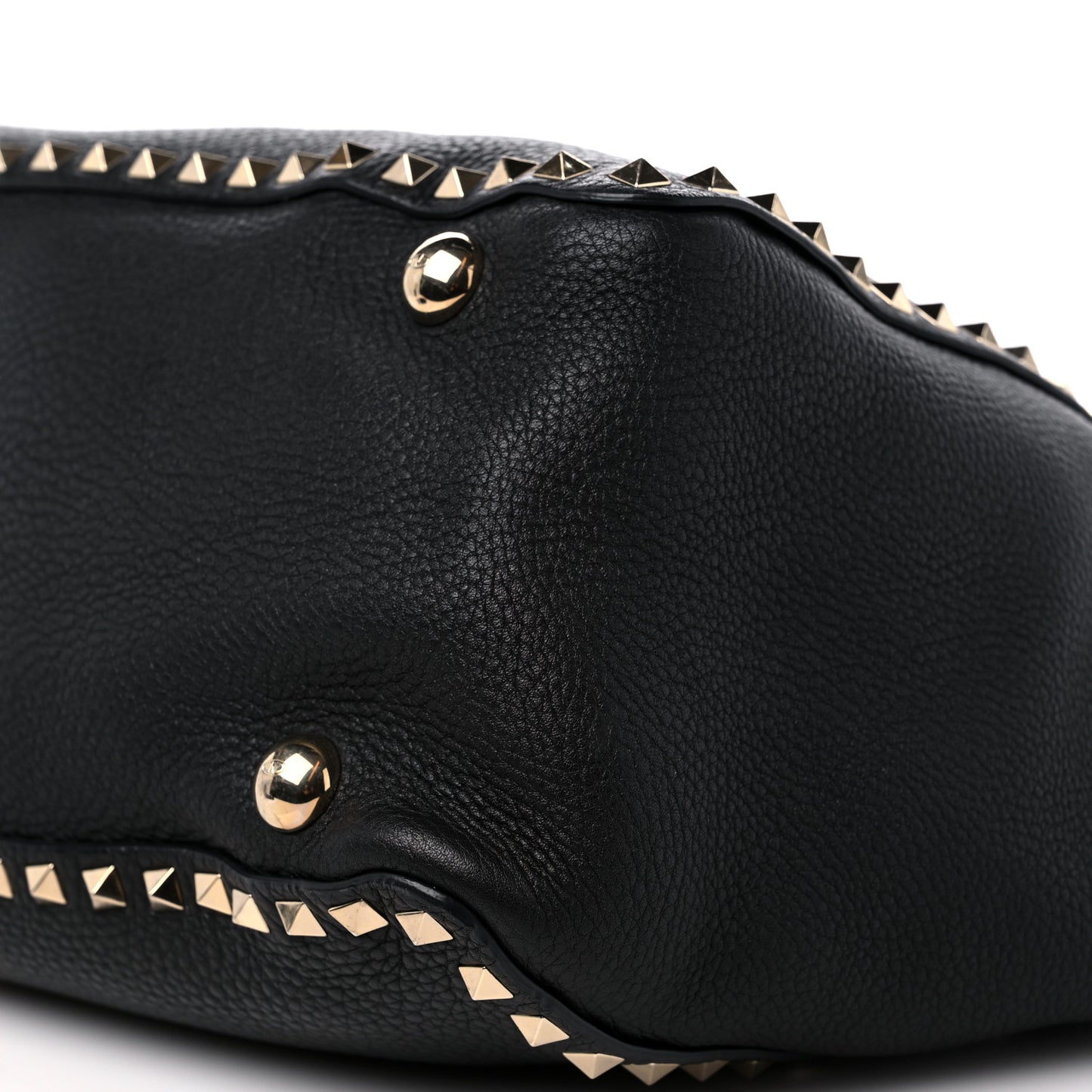 Pebbled Calfskin Medium Rockstud Tote Black