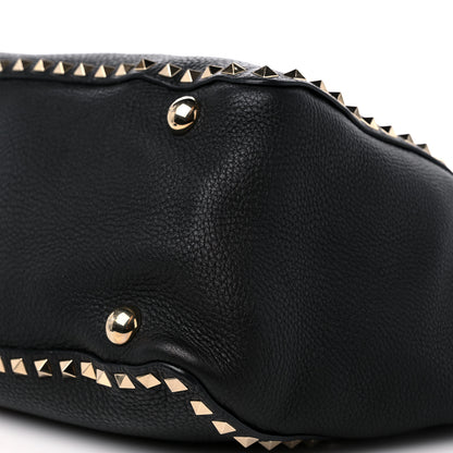 Valentino Garavani Pebbled Calfskin Medium Rockstud Tote Black 8 of 9