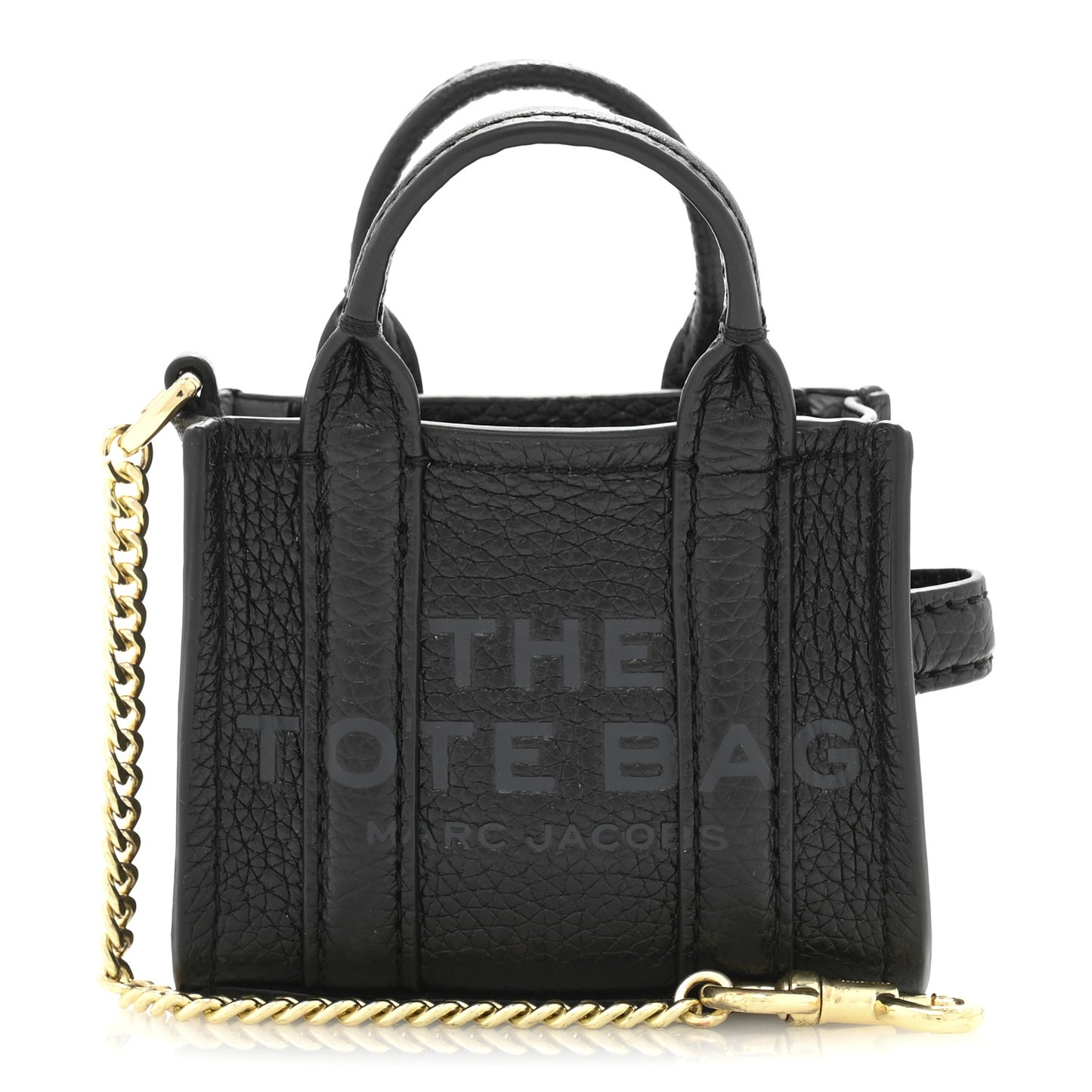 Grained Calfskin Nano Bag Charm The Tote Bag Black