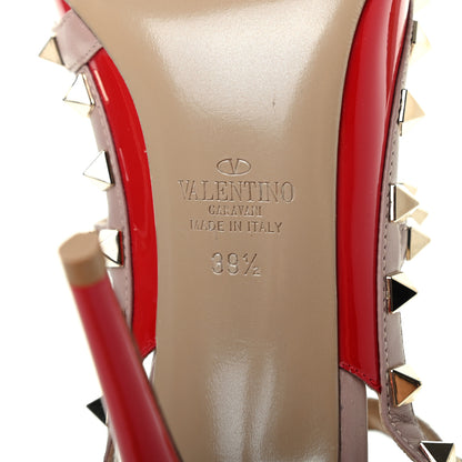 Valentino Garavani Patent Nappa Rockstud Ankle Strap 100mm Pumps 39.5 Rosso Valentino Poudre 7 of 8