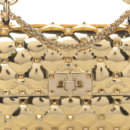 Valentino Garavani Metallic Patent Small Rockstud Spike Shoulder Bag Gold 9 of 11