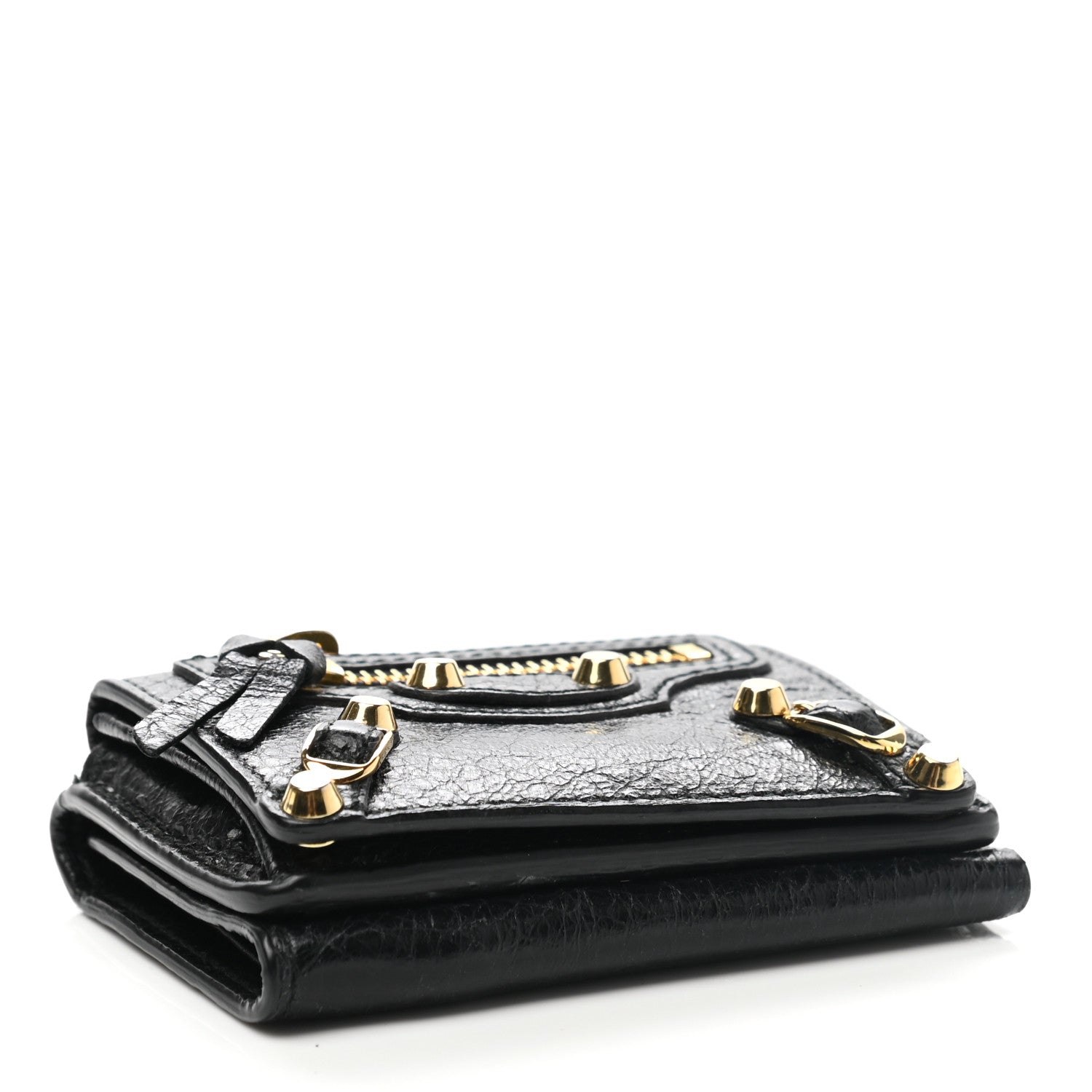 Balenciaga Agneau Arena Classic Gold Hardware Mini Wallet Black 4 of 8
