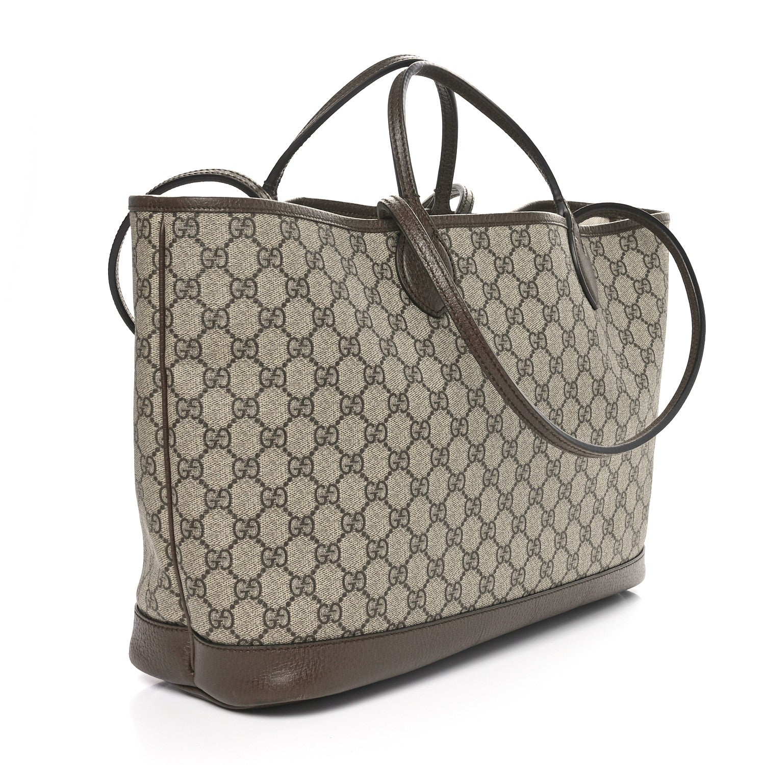 Gucci GG Supreme Monogram Textured Calfskin Medium Ophidia Shoulder Tote Bag Beige Ebony New Acero 2 of 9