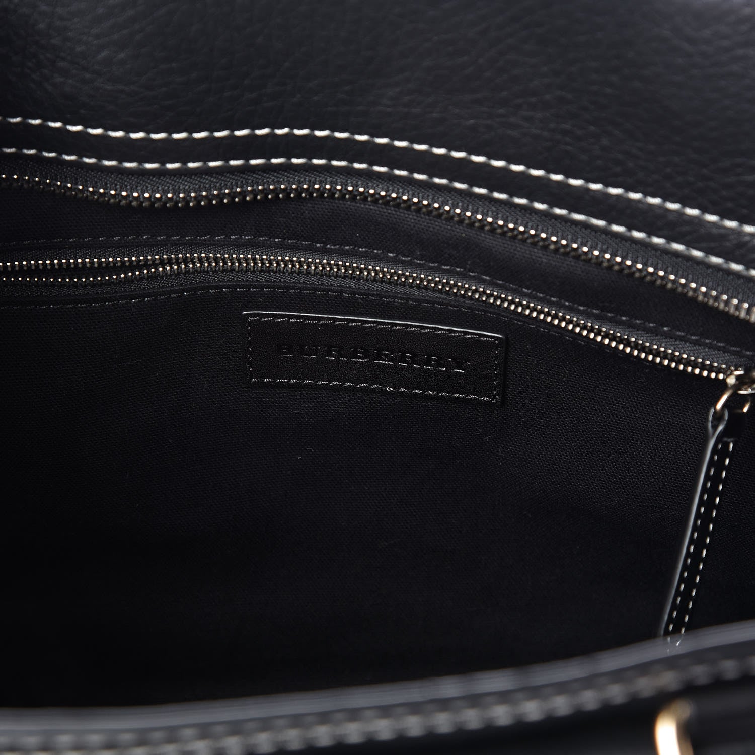 Burberry Mega Check Grained Calfskin Medium Harcourt Satchel Black 9 of 10