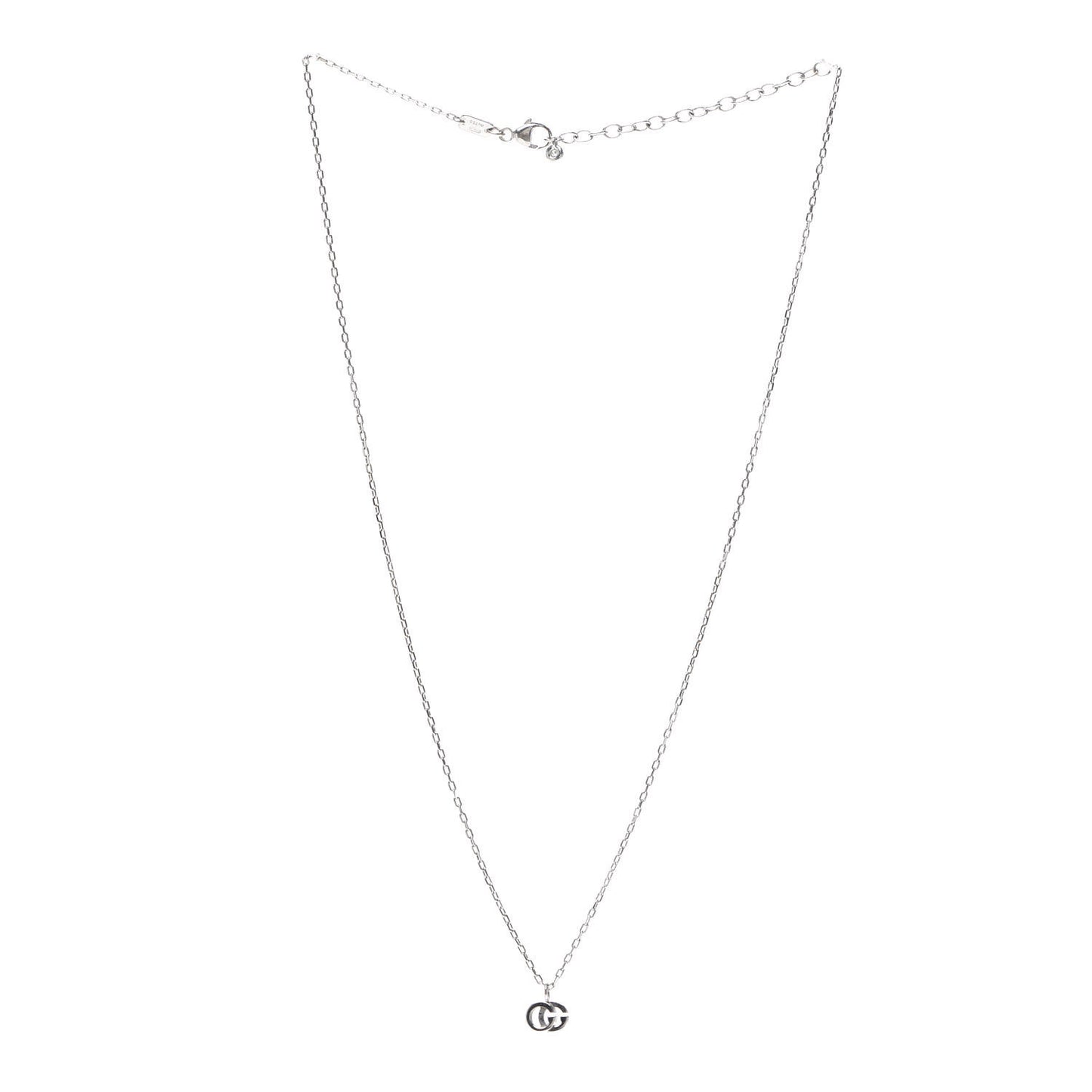 18K White Gold Diamond Running G Pendant Necklace
