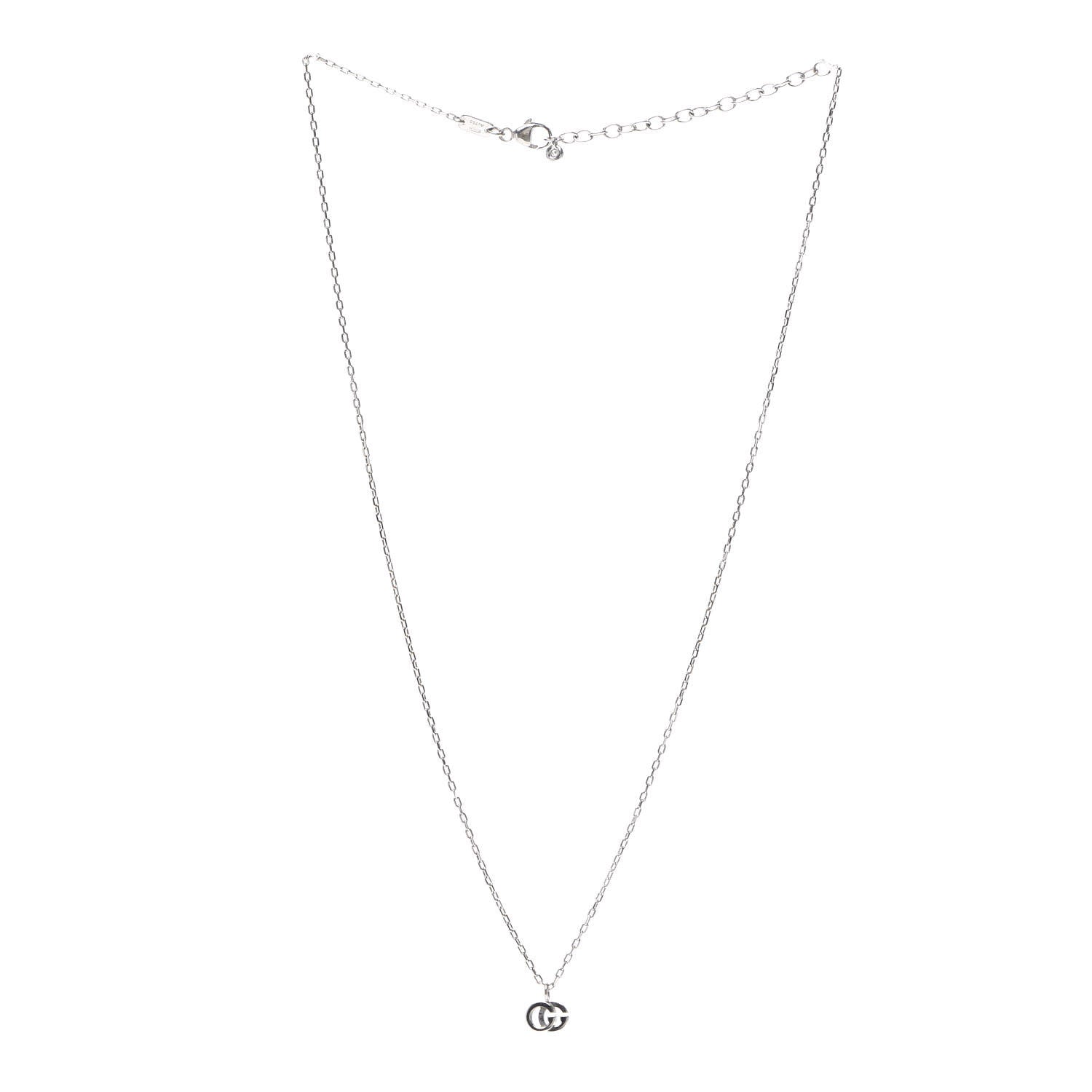 Gucci 18K White Gold Diamond Running G Pendant Necklace 3 of 6