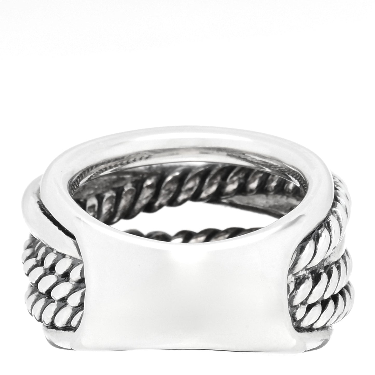 Sterling Silver Wide Crossover Cable Ring 49 4.75