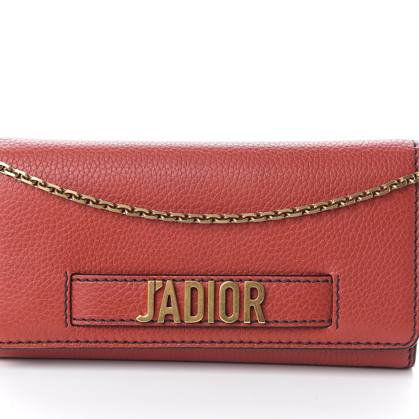 Grained Lambskin J'adior Croisiere Chain Wallet Red