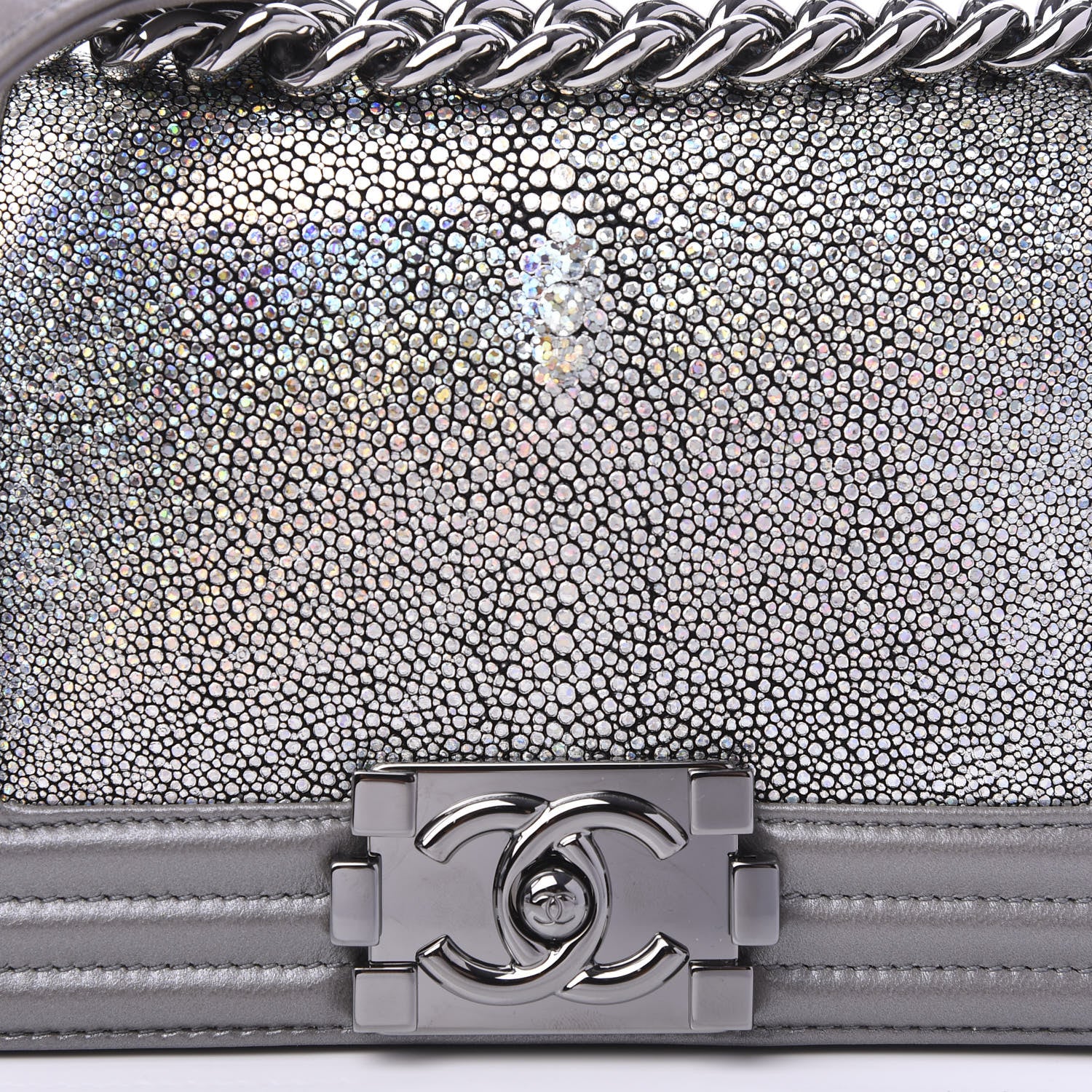 Chanel Galuchat Stingray Small Boy Flap Silver 10 of 11