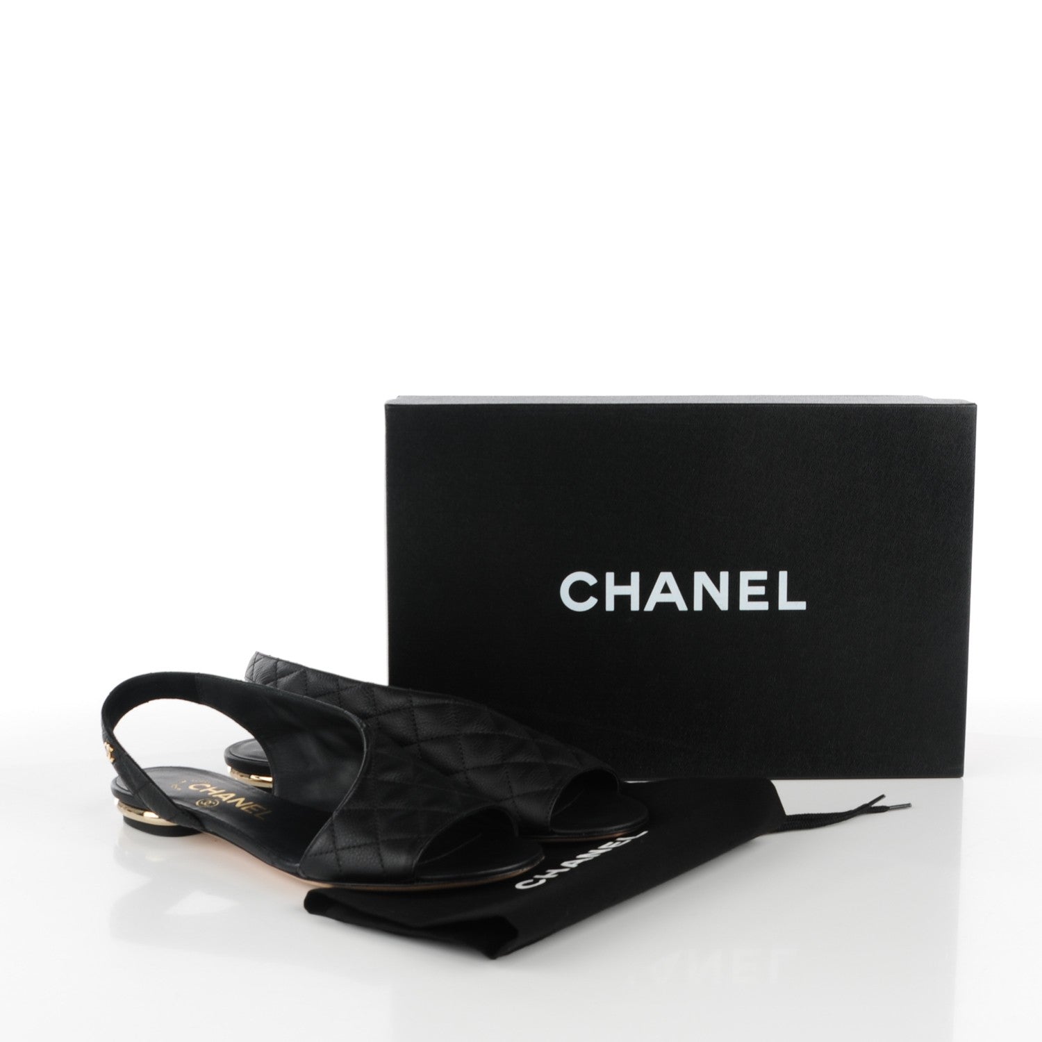 Chanel Calfskin Quilted Slingback Sandals 35 Black 7 of 7