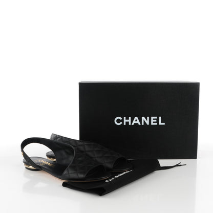 Chanel Calfskin Quilted Slingback Sandals 35 Black 7 of 7