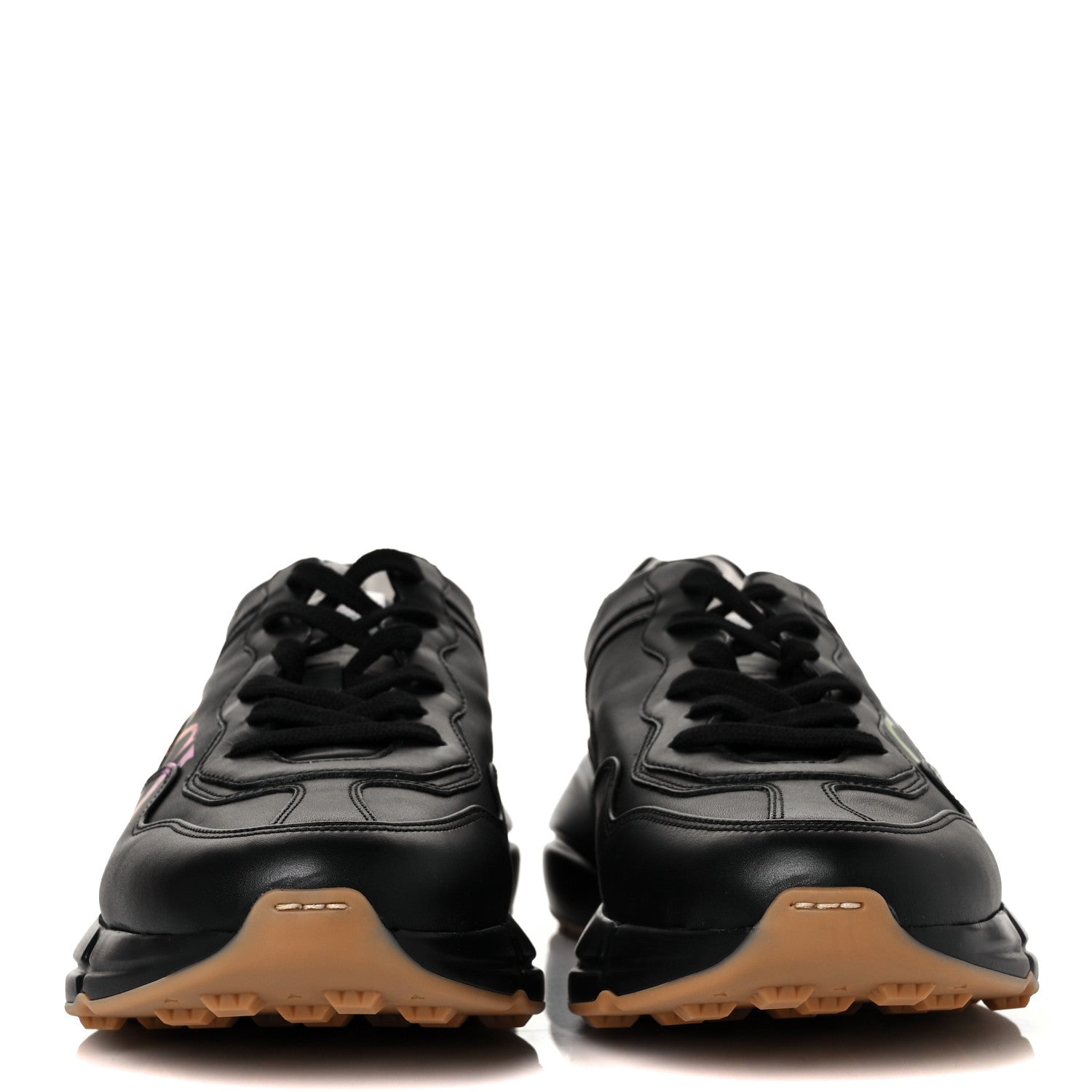 Gucci Calfskin Iridescent Logo Mens Rhyton Sneakers 9.5 Black 2 of 8
