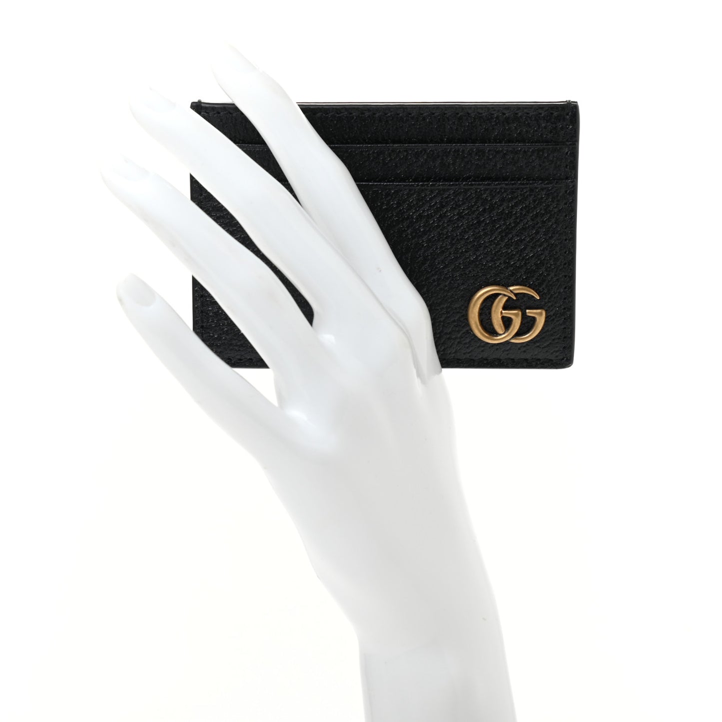 Calfskin Boar Effect GG Marmont Card Holder Money Clip Black