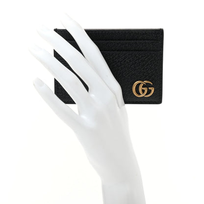Gucci Calfskin Boar Effect GG Marmont Card Holder Money Clip Black 2 of 7