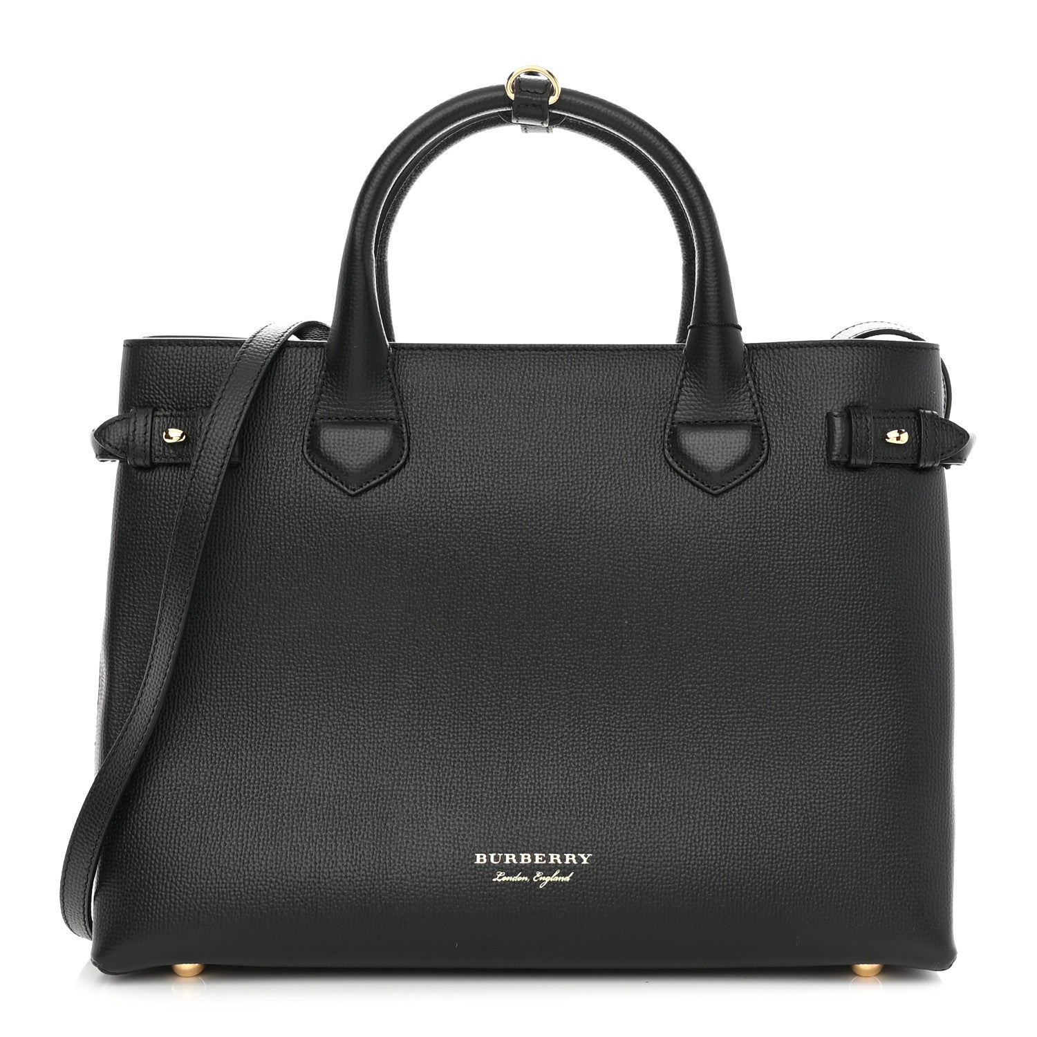 Burberry Derby Calfskin House Check Medium Banner Tote Black 1 of 10
