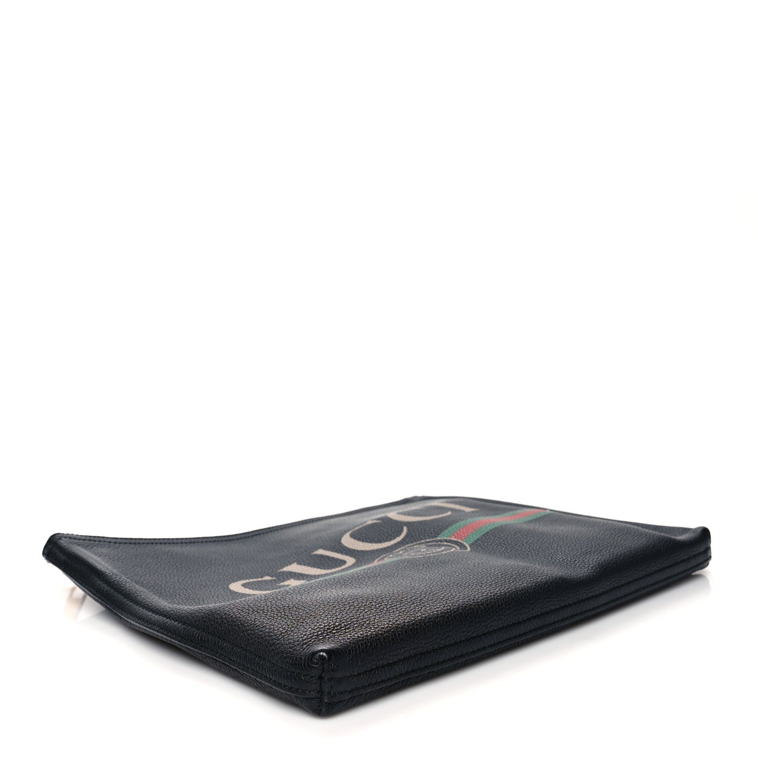 Gucci Pebbled Calfskin Medium Logo Portfolio Clutch Black 5 of 9