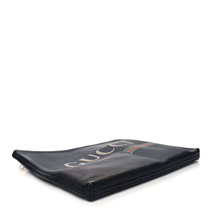 Gucci Pebbled Calfskin Medium Logo Portfolio Clutch Black 5 of 9
