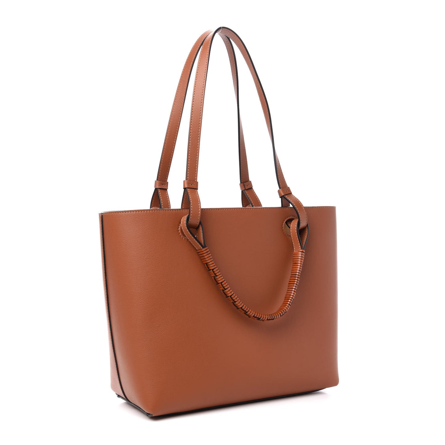Smooth Calfskin Small Anagram Tote Tan