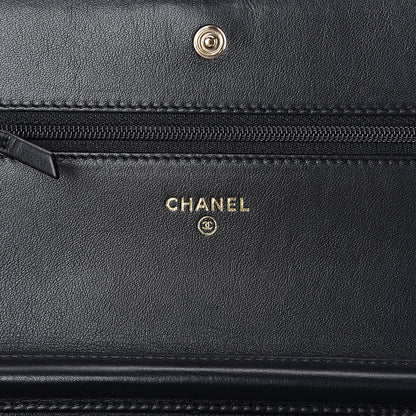 Chanel Calfskin Chevron Boy Wallet On Chain WOC Black 6 of 13