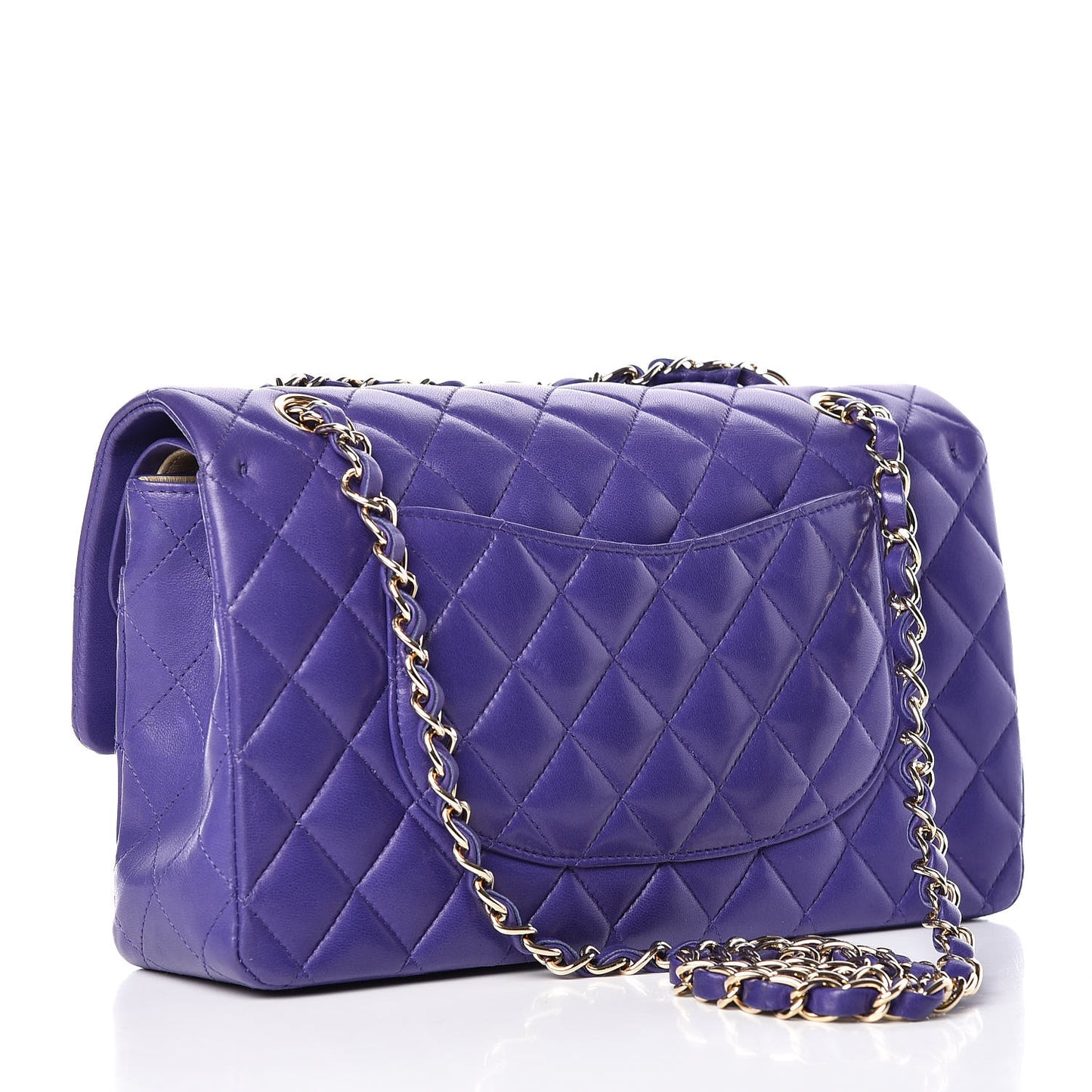 Lambskin Quilted Medium Double Flap Dark Purple
