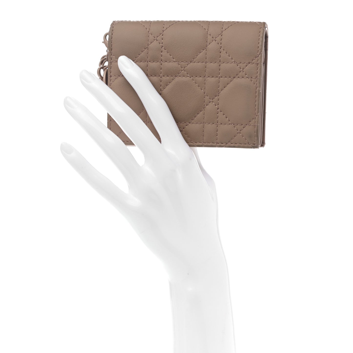 Ultra Matte Calfskin Cannage Mini Lady Dior Wallet Fard