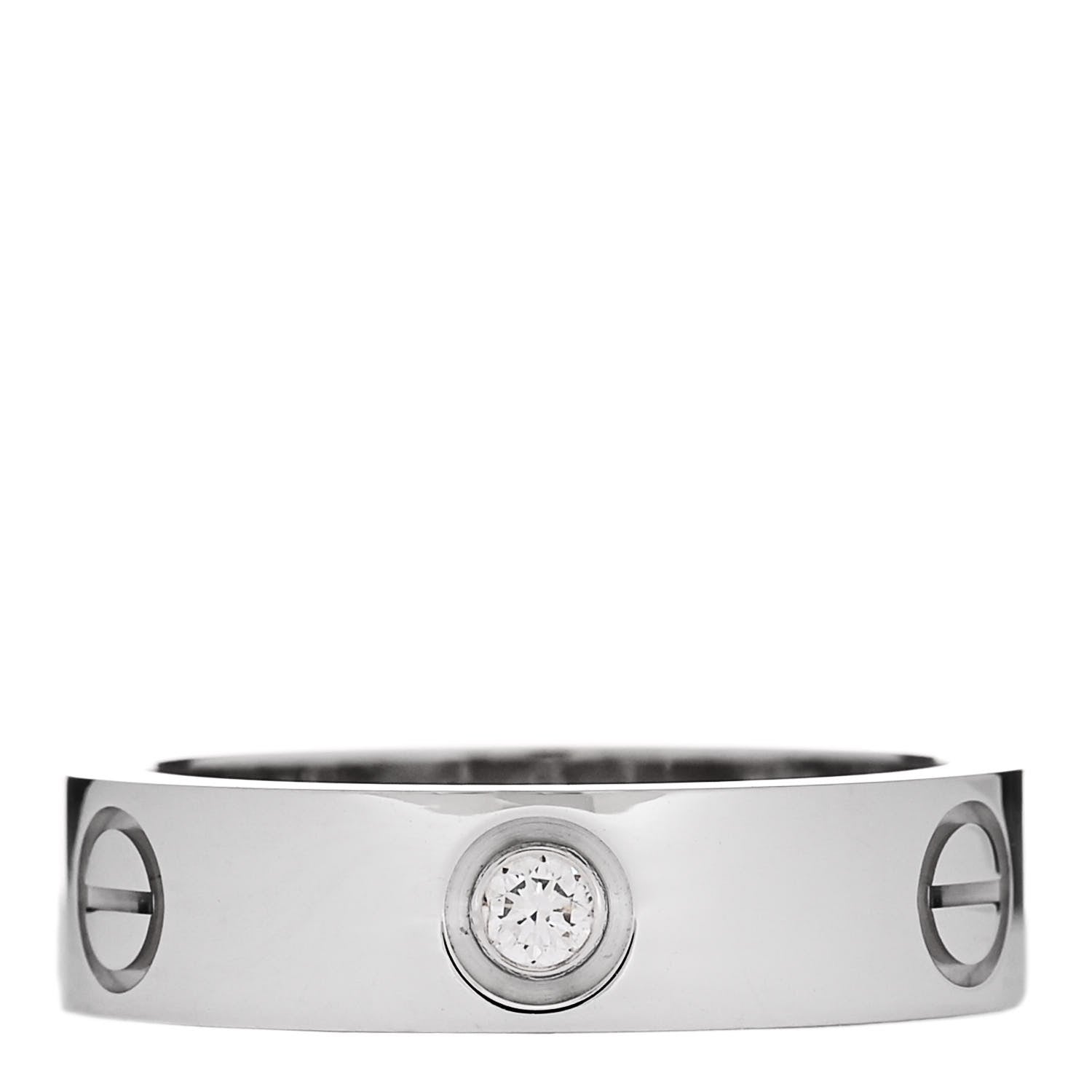 Cartier 18K White Gold 3 Diamond 5.5mm LOVE Ring 58 8.5 1 of 5