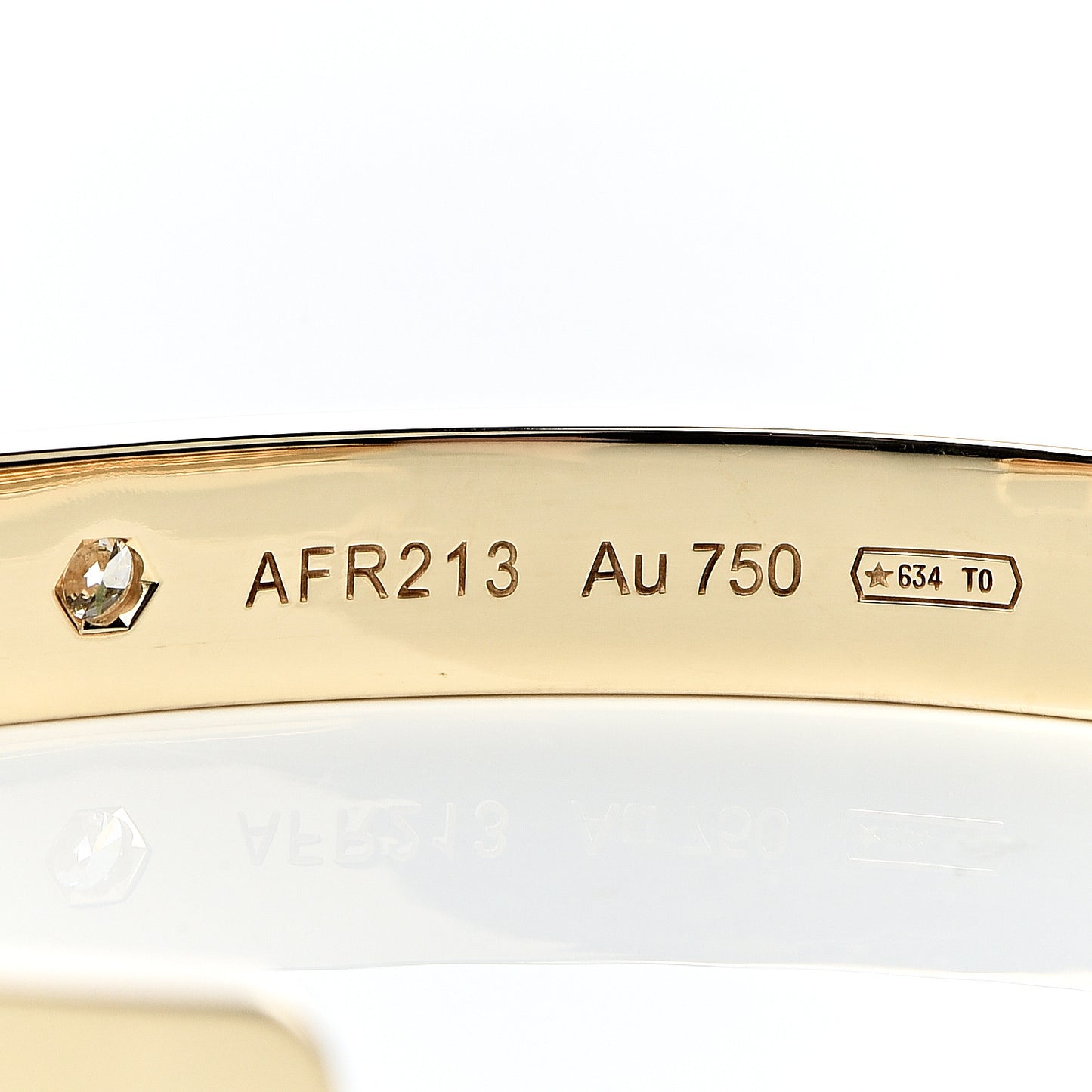 18K Yellow Gold 1 Diamond LOVE Cuff Bracelet 16