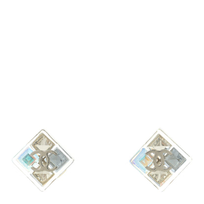Chanel Transparent Resin Iridescent Crystal CC Cube Earrings Silver 1 of 4