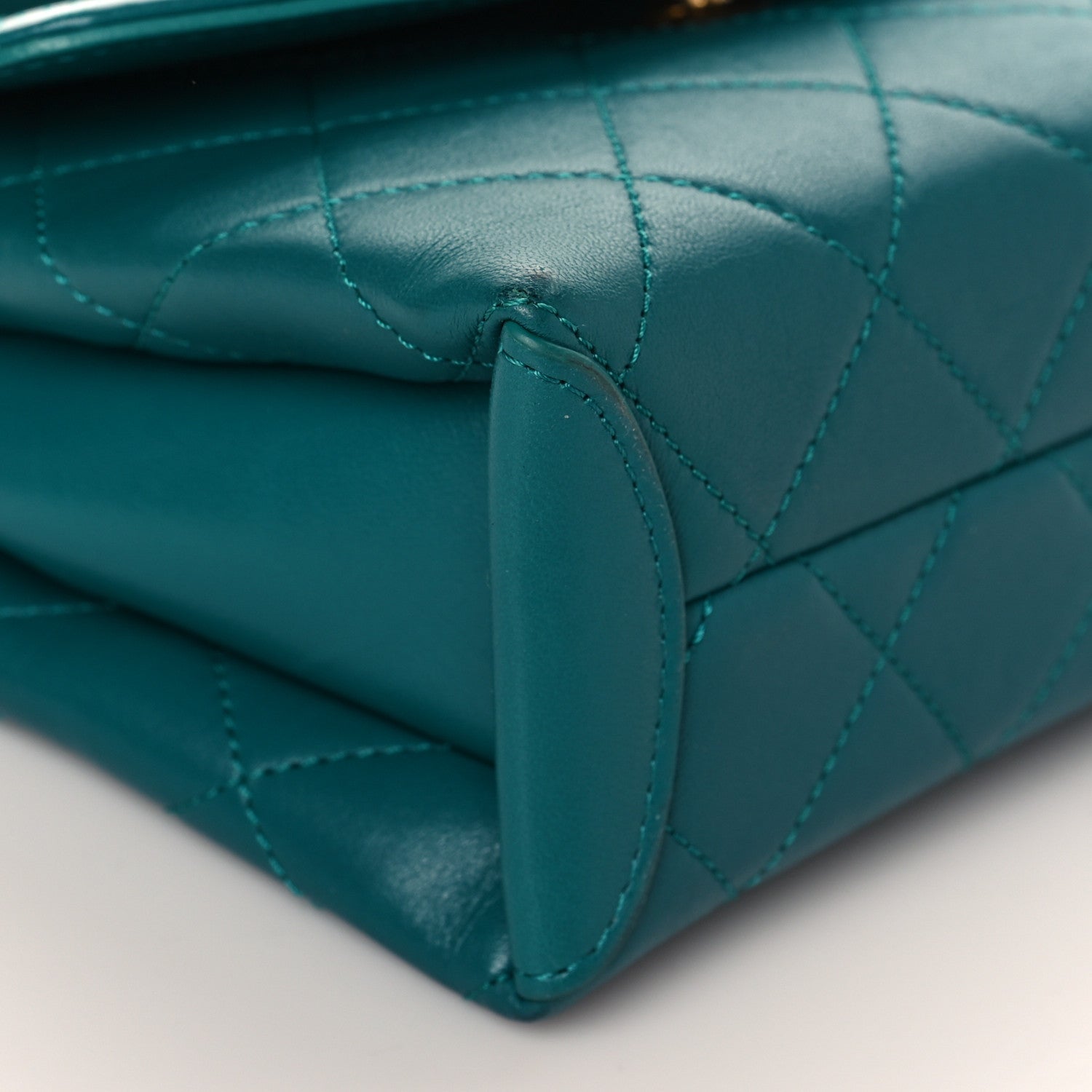 Chanel Lambskin Quilted Small Top Handle Bag Turquoise 7 of 8