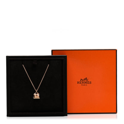 Hermes 18K Rose Gold Diamond Birkin Pendant Necklace 5 of 5
