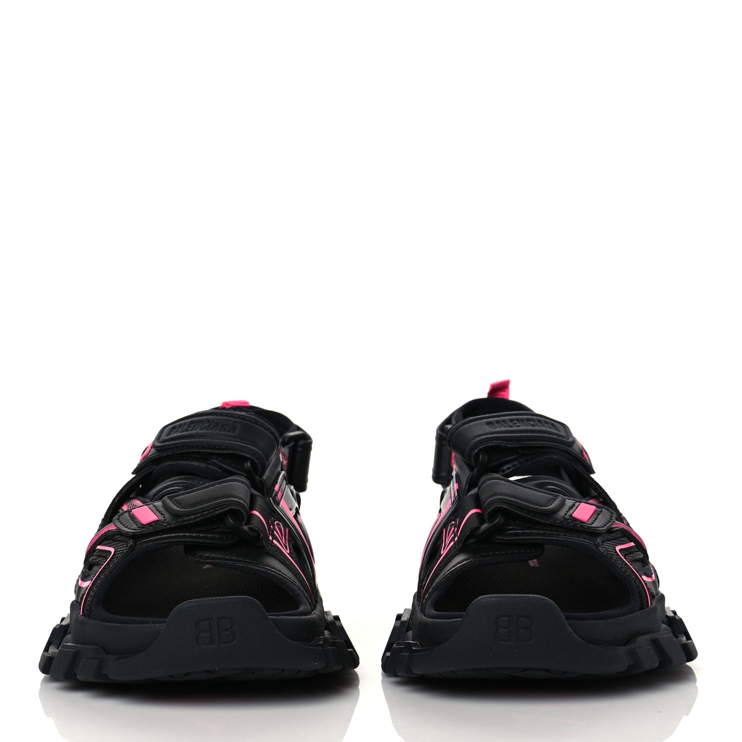 Rubber Neoprene Bi-Color Womens Track Sandals 36 Black Fluo Pink