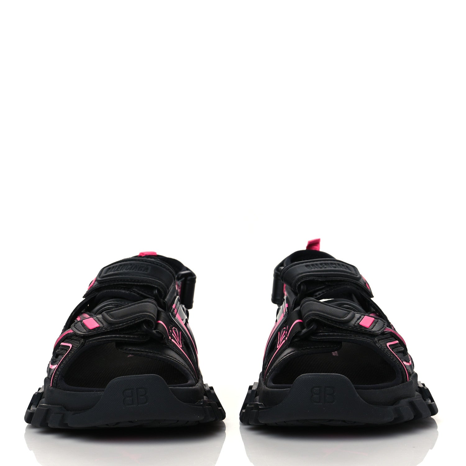 Balenciaga Rubber Neoprene Bi-Color Womens Track Sandals 36 Black Fluo Pink 2 of 7